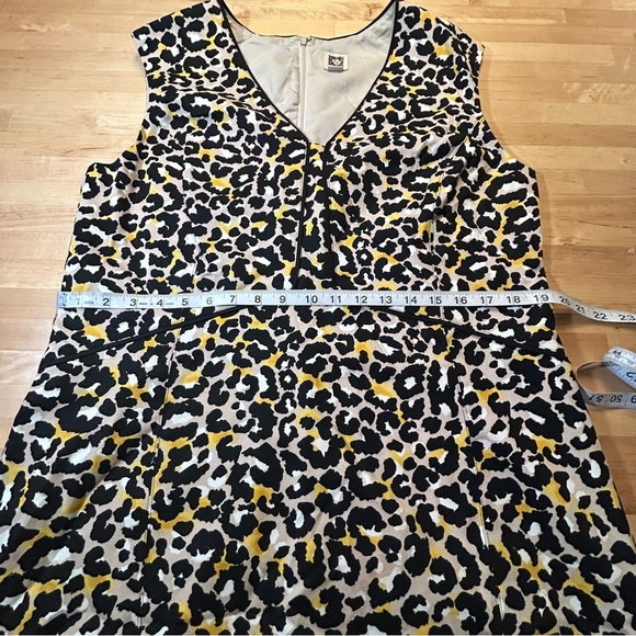 Anne Klein Sleeveless Black/Yellow Leopard Print Dress - Picture 10 of 12